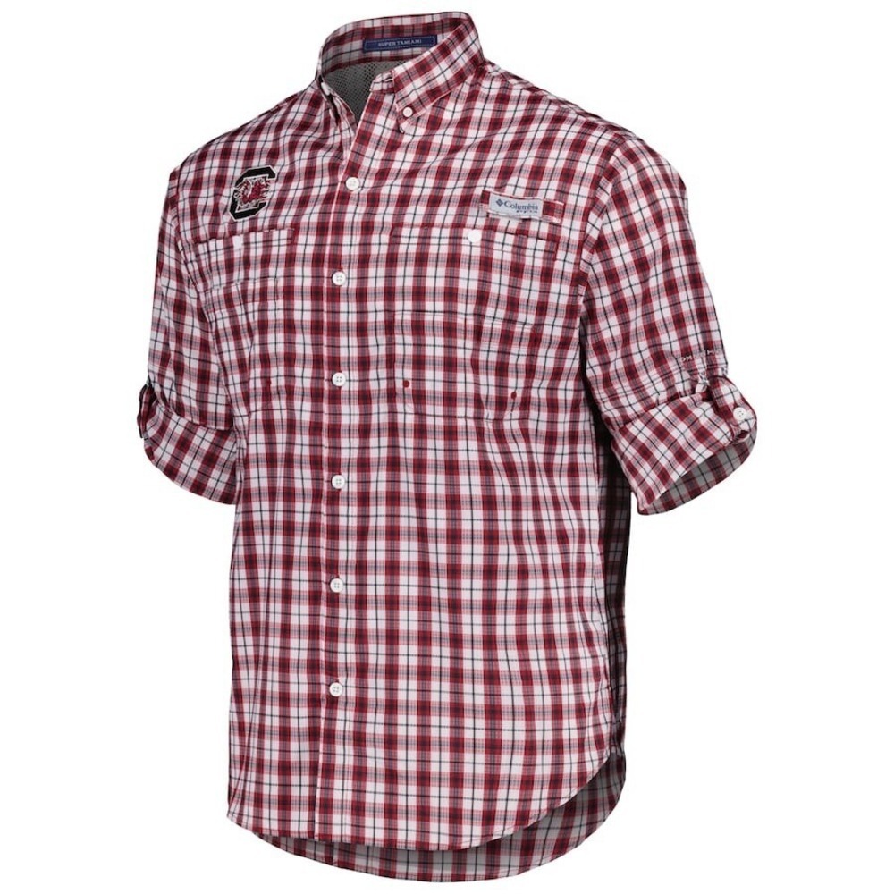 COLUMBIA South Carolina Super Tamiami Plaid Button-Up LS Shirt Men's S *NEW* $80